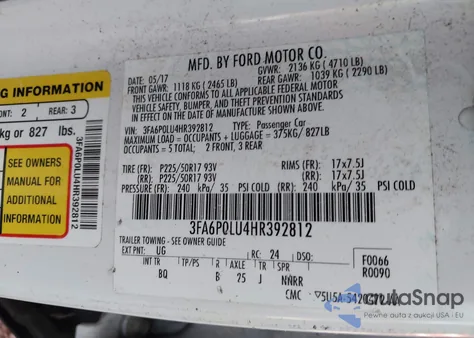 2017 Ford Fusion Hybrid Se from USA, damaged, VIN 3FA6P0LU4HR392812